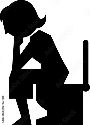 トイレで考える女性