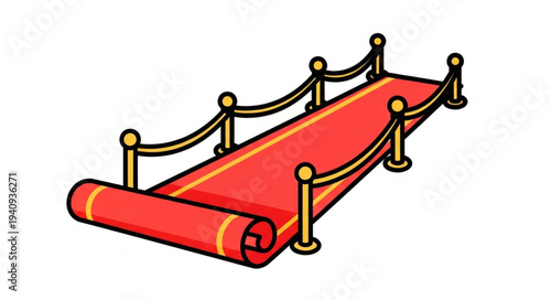 Red carpet event entrance with stanchions and ropes.