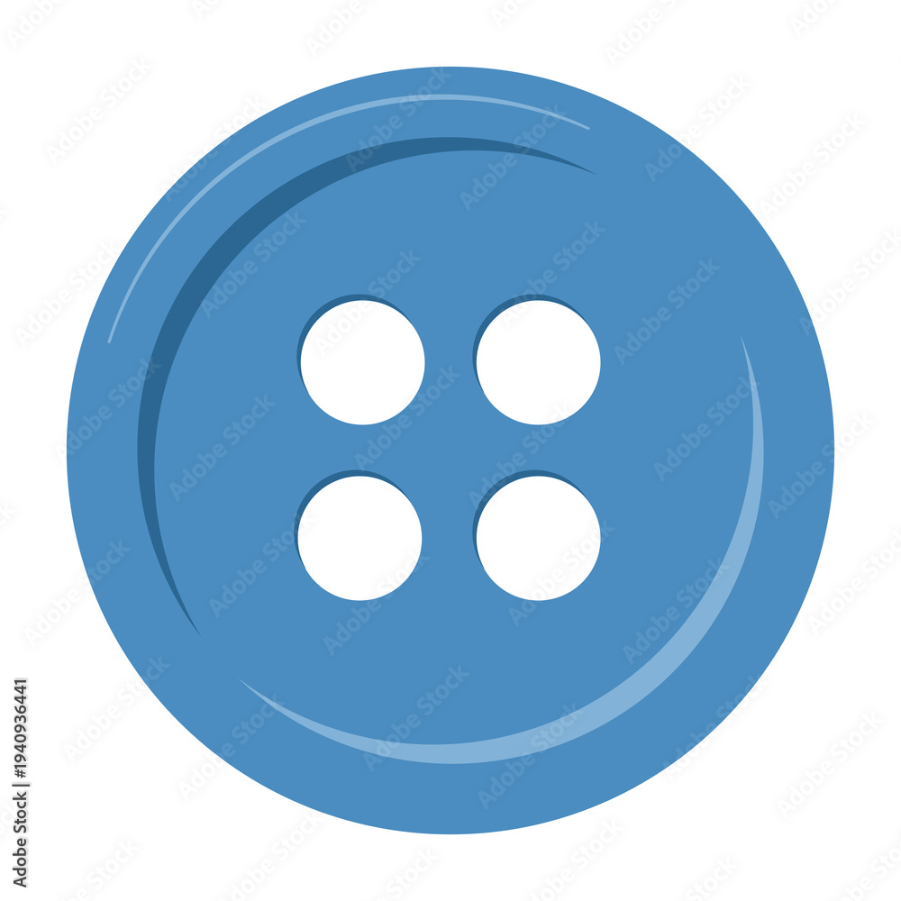 Fototapeta premium Stylized circular button with four sewing holes illustration