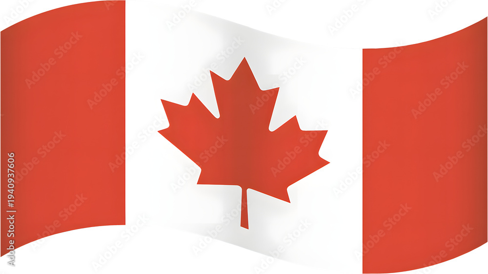 Obraz premium Vibrant Canadian flag waving with iconic red maple leaf symbol