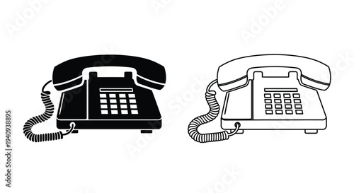 Black and white rotary phones Vector