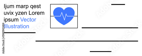 Healthcare, wellness, cardiology, monitoring, diagnostics, medical technology. Blue heart with an EKG line. Healthcare and wellness concept reflecting heart health monitoring and diagnostics