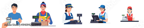 Cashier service people retail payment transactions