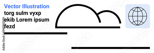 Global communication, internet connectivity, modern design, digital tools, technology, graphic elements. A globe icon, curved lines and text placement. Global communication and internet connectivity