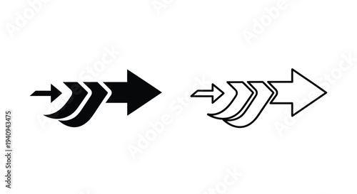 Black and white arrows pointing right Vector