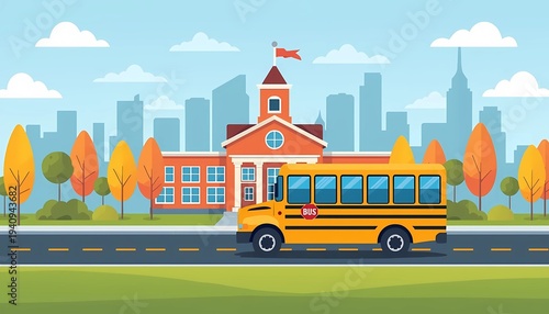 School Transportation Concept with School Bus Illustration