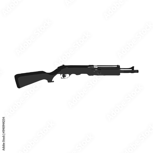 Silhouette of a modern semi-auto shotgun, ideal for tactical response and security themed military graphics.