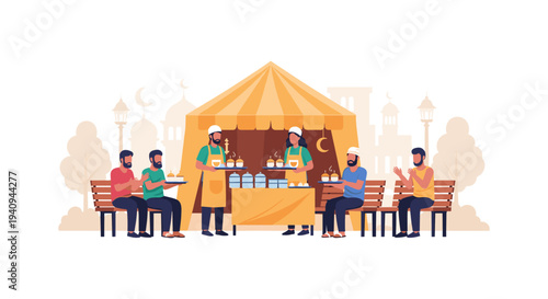 Diverse team brainstorming under warm tent lighting at wooden table outdoor meeting collaboration