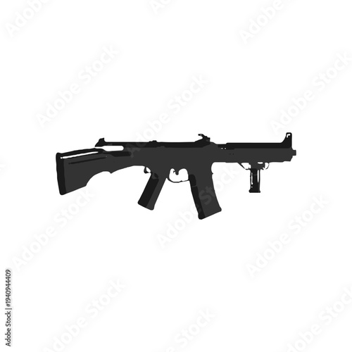 Silhouette of a compact PDW or tactical submachine gun, perfect for security and personal defense graphics.