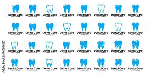 collection of dental logo illustrations for health, doctors and dental care