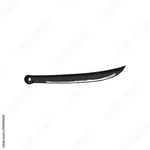 Silhouette of a traditional curved sword or scimitar, ideal for historical warfare and ceremonial weapon visuals.
