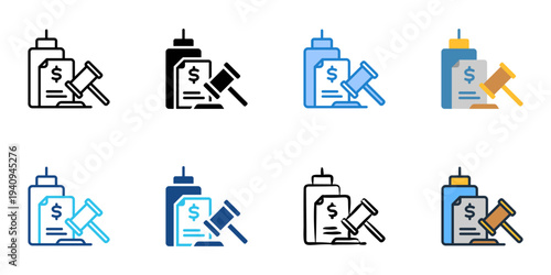 Corporate Liability icons set multiple style collection. Editable stroke 
