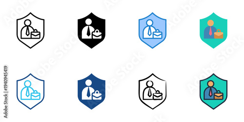 Professional Indemnity icons set multiple style collection. Editable stroke 
