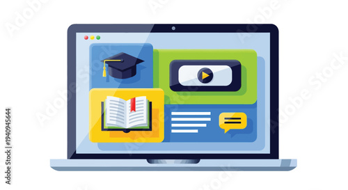 Digital learning platform interface displayed on a modern laptop screen symbolizing education