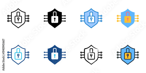 Data Breach Coverage icons set multiple style collection. Editable stroke 
