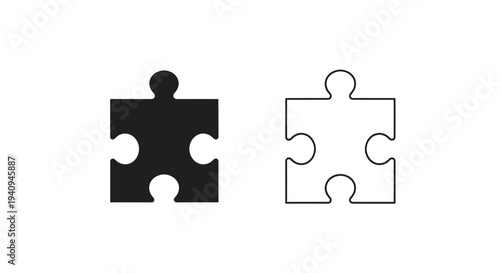 Puzzle pieces, jigsaw puzzle, black and white Vector
