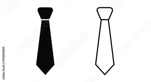 Black and white necktie illustrations Vector
