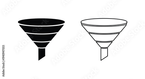 Funnels comparison black and white Vector