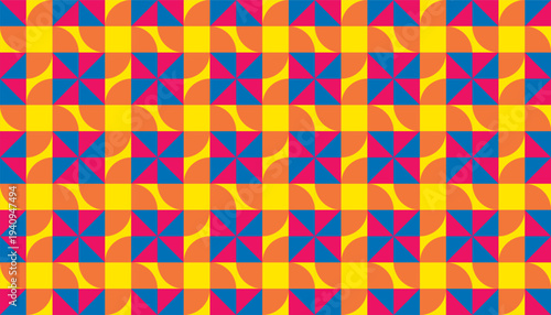 High-Performance Vector Tessellation featuring Primary Tone Pinwheel Motifs – Ideal Backdrop for Modern Tech and Lifestyle Marketing