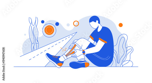 Athlete with Leg Injury, Pain and Inflammation, Sports Medicine Concept