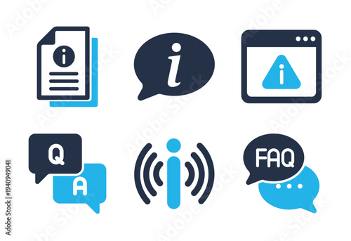 Q&A and Information Communication icon set. Solid glyph series icons