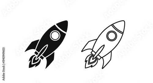 Rocket launch icons Vector