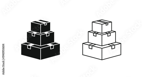 Black and white boxes stacked Vector