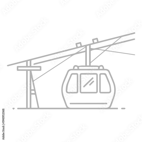 Mountain Cable Car Outline
