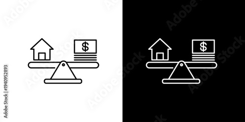Single icon of balancing act home ownership vs money