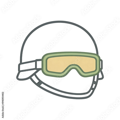 Wallpaper Mural Illustration of a military helmet with protective goggles. The image is a simple outline vector graphic showing headgear and eye protection equipment. Torontodigital.ca