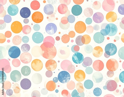 Seamless Pattern of Small Pastel Circles on White Background