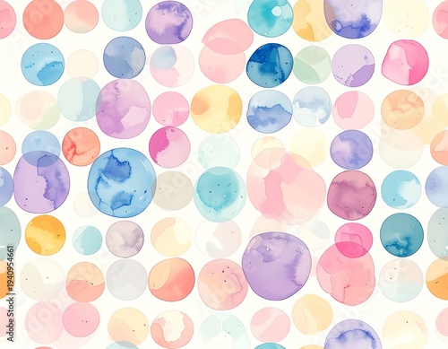 Seamless Pattern of Small Pastel Circles on White Background