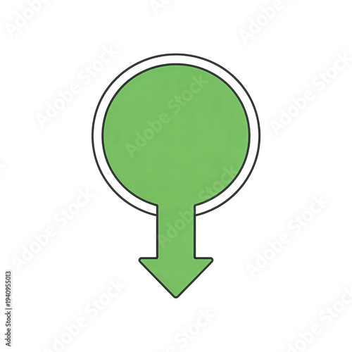 Wallpaper Mural A green female gender symbol (circle with downward arrow) isolated on white background. Represents femininity, gender identity, and female biological classification. Torontodigital.ca