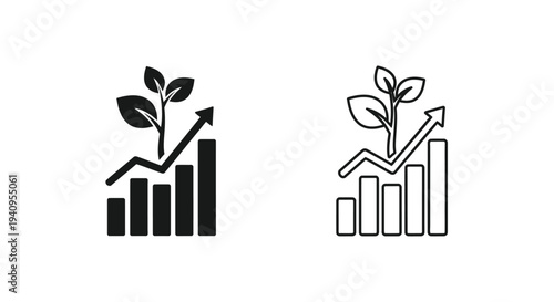 Growth statistics graph with leafy plant Vector