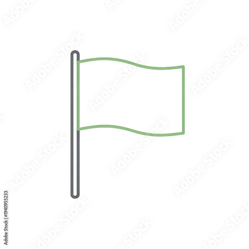 Wallpaper Mural Minimalistic flat style flag icon with a gray pole and green wavy flag. Vector illustration for decorative or symbolic use, simple and clean design. Torontodigital.ca