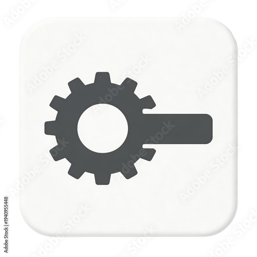 Wallpaper Mural A flat gray gear icon on a white square background, representing industrial machinery and mechanical components. It's a simple graphic symbol for tools and engineering. Torontodigital.ca