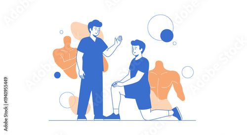 Physical therapist guiding patient through knee rehabilitation exercise, promoting recovery and wellness