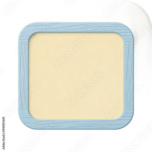 Wallpaper Mural Light blue rectangular frame with wooden texture, beige inner area, white background. Smooth, minimalist design suitable for photos or decor. Torontodigital.ca