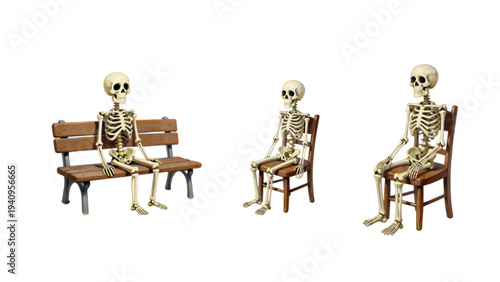 illustration of a skeleton sitting on a chair