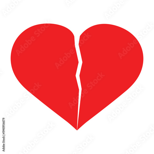 Split Broken Heart Icon Love Separation Symbol Vector