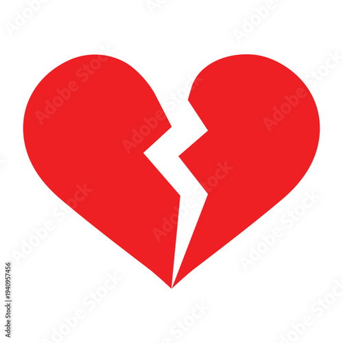 Zigzag Broken Heart Icon Love Breakup Symbol Vector