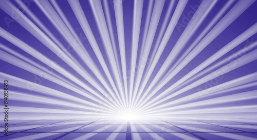 Vector illustration of a purple theater stage backdrop with radiant white lines and a bright center, symbolizing a theatrical performance for World Theatre Day.