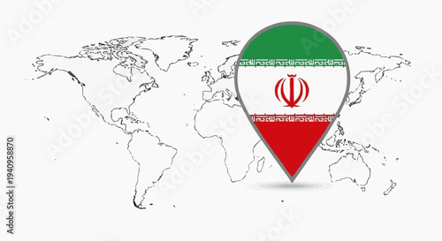 world map with   iran