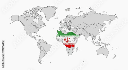 world map with   iran