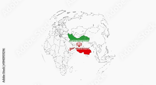 world map with   iran