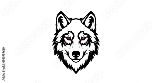 Stylized wolf head illustration with sharp details and focused gaze on white backdrop