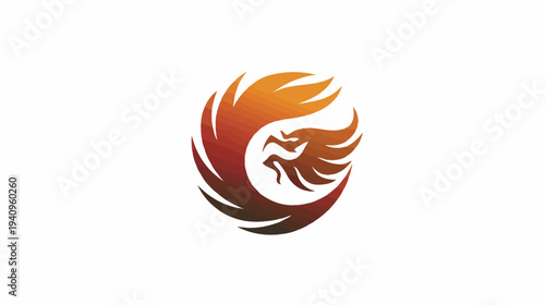 Abstract phoenix logo fiery bird design for branding and symbolism