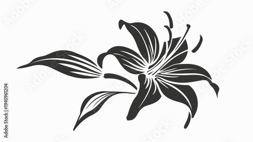 Elegant black and white lily flower vector illustration for design projects