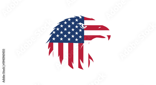 American eagle head silhouette with united states flag design