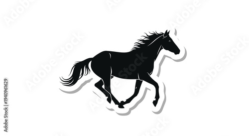 Running horse silhouette vector illustration on white background